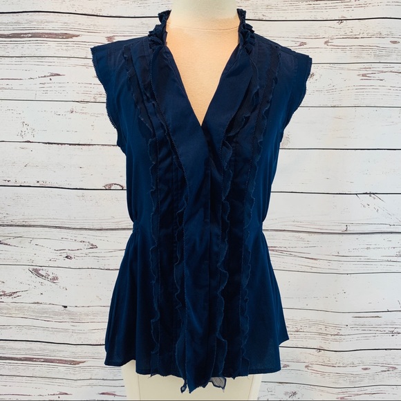 Converse Tops - Converse one star navy sleeveless blouse ruffled
